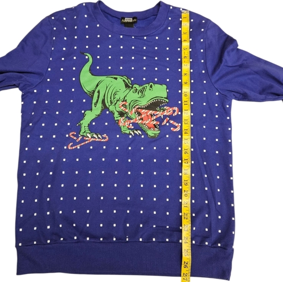 Alex Stevens Crewneck T Rex Ugly Christmas Crewneck Sweatshirt in Blue Sz Large - Picture 7 of 8